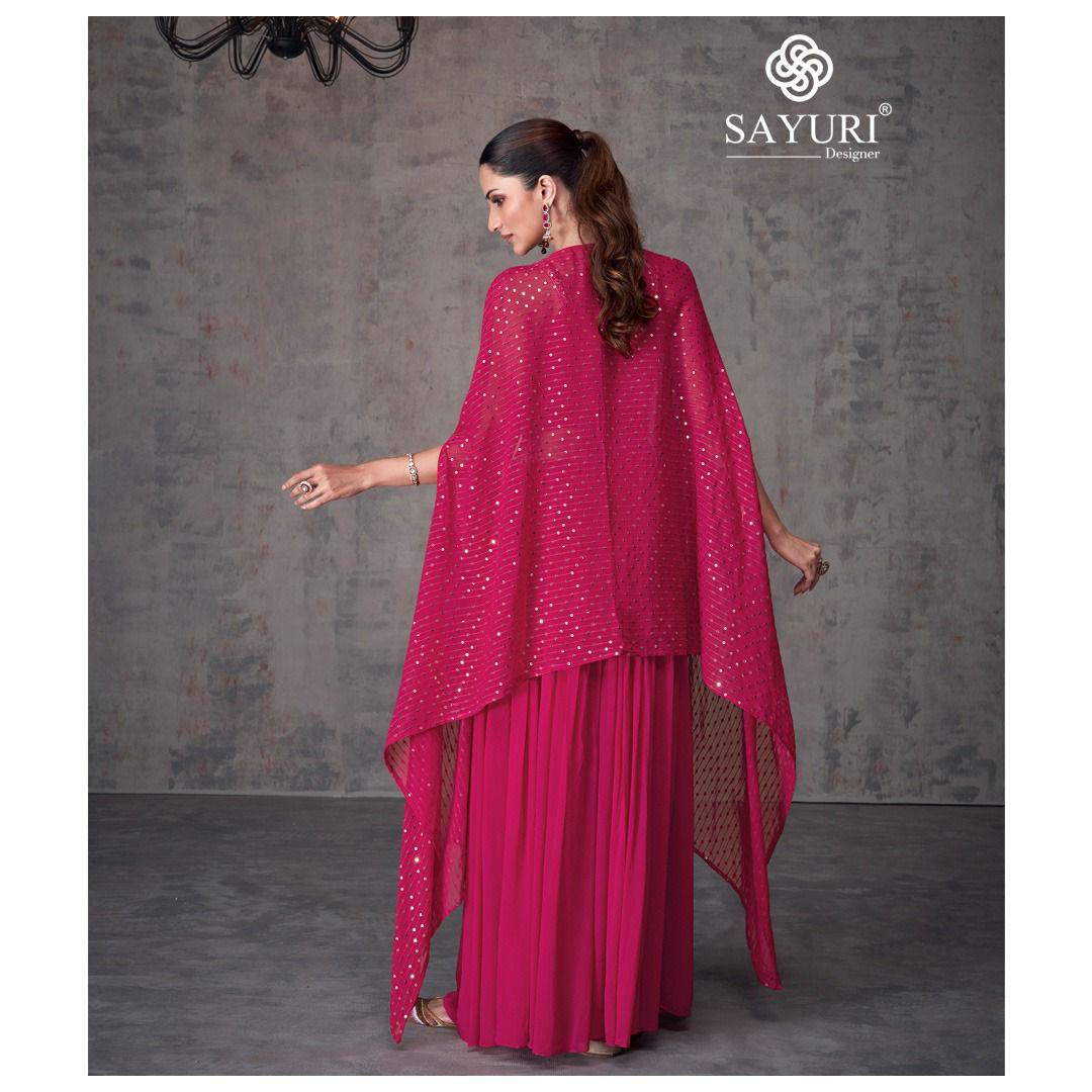 Kashvi By Sayuri Real Georgette Party Wear Indo Western Lehenga Wholesale Shop In Surat

